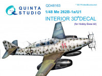 Quinta studio QD48163 Me 262B-1a/U1 (для модели HobbyBoss) 3D Декаль интерьера кабины 1/48