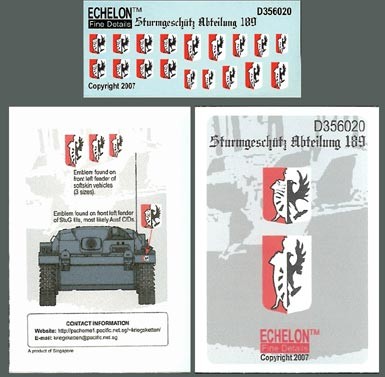 Echelon FD D356020 Sturmgeschutz/StuG.III Abteilung 189 1/35