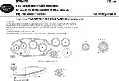 New Ware NWA-M0761 1/48 Mask F-35A Lightning II Fighter BASIC (MENG)