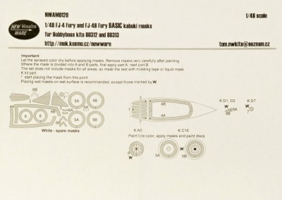 New Ware NWA-M0120 Mask FJ-4/FJ-4B Fury BASIC (HOBBYB 80312/3) 1/48