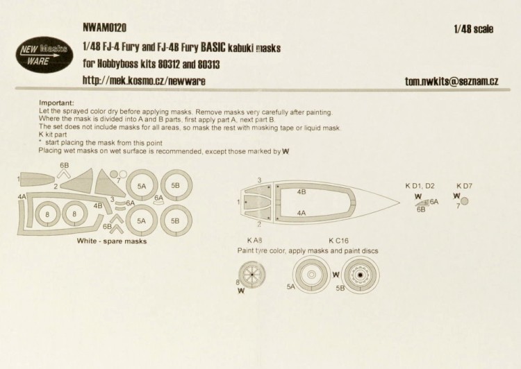 New Ware NWA-M0120 Mask FJ-4/FJ-4B Fury BASIC (HOBBYB 80312/3) 1/48