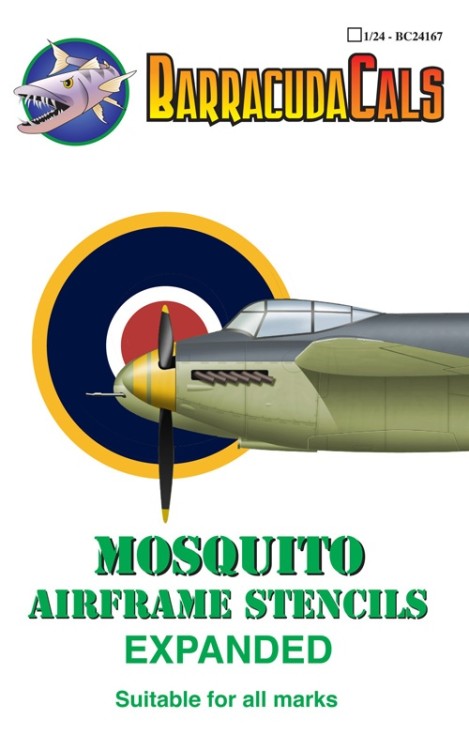 Barracuda Studios BC-24167 de Havilland Mosquito NF.II/FB Mk.VI Airframe Stencils - Expanded 1/24