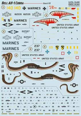 Print Scale 72-290 Bell AH-1 Cobra (wet decals) 1/72