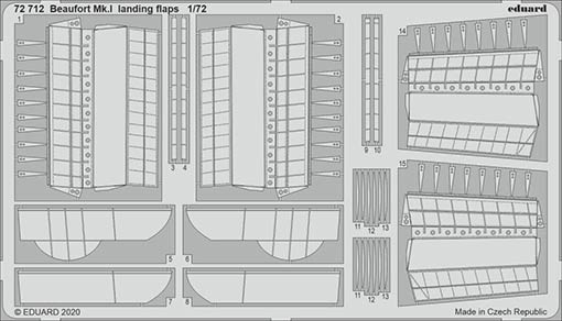 Eduard 72712 SET Beaufort Mk.I landing flaps (AIRF)