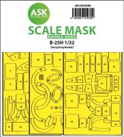 Art Scale 200-M32088 North-American B-25H Mitchell canopy frame paint mask (inside and outside) 1/32