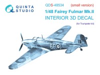 Quinta studio QDS-48534 Fairey Fulmar Mk.II (Trumpeter) (малая версия) 3D Декаль интерьера кабины 1/48