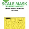 Art Scale 200-M72045 Gloster Meteor F.8/F.9/F.10 wheels and canopy frame paint masks (outside only) 1/72