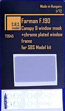 Sbs Model 72045 Farman F.190 - canopy &amp; window mask 1/72