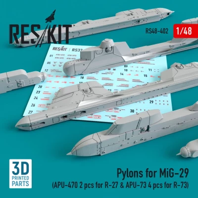 Reskit RS48-402 Pylons for MiG-29 (APU-470 &amp; APU-73) 1/48