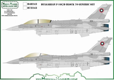 Model Maker Decals D48243 Bulgarian Lockheed-Martin F-16C/F-16D block 70 generic set 1/48