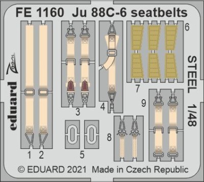 Eduard FE1160 Ju 88C-6 seatbelts STEEL (ICM) 1:48
