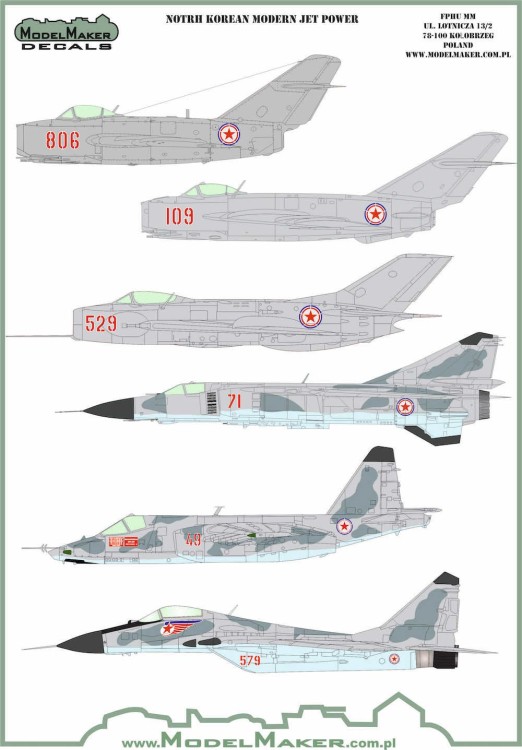 Model Maker Decals D72148 North Korean Modern Jet Power 1/72
