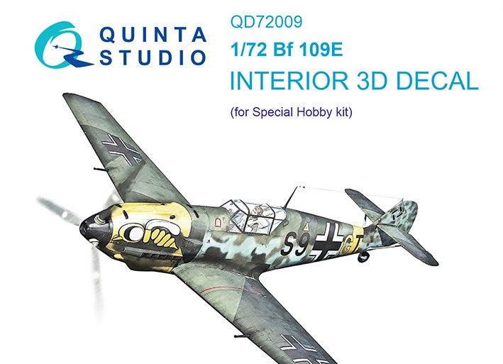 Quinta studio QD72009 Bf 109E (Special Hobby) 3D Декаль интерьера кабины 1/72