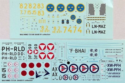 Maestro Models MMCD-7213 1/72 Decals SAAB 91 B/C/D Safir (5x camo)
