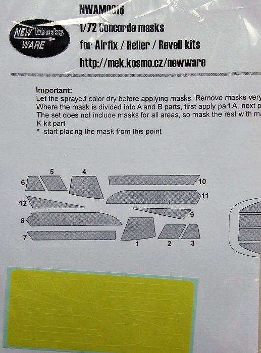 New Ware NWA-M0016 1/72 Masks for Concorde (AIRFF/HELL/REV)