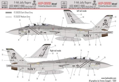 HAD DW32013 Decal F-14A Jolly Rogers Low Visibility 1/32
