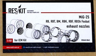 Reskit RSU48-0042 MiG-25 RB,RBT,BM,RBK,RBF exh.nozzles (ICM) 1/48