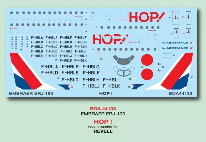BOA Decals 44133 Decals Embraer ERJ-190 HOP! (REV) 1/144