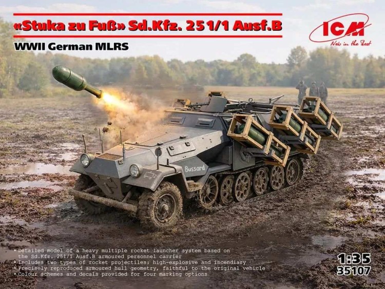 ICM 35107 Sd.Kfz.251/1 Ausf.B, German MLRS (4x camo) 1/35