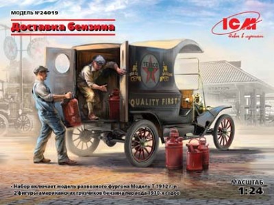 ICM 24019 Доставка бензина: Форд Т и грузчики 1/24