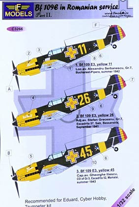 Lf Model C3266 Decals Be 109E3/E-7 in Romanian service II. 1/32