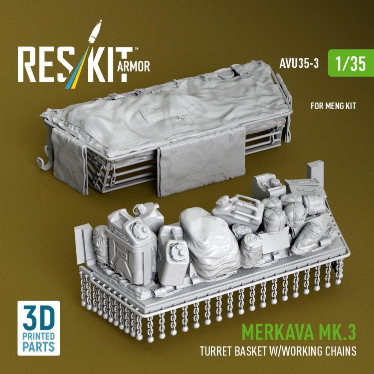 Reskit AVU35003 Merkava Mk.3 turret basket&work.chains (MNG) 1/35