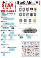 Star Decals 72-A1119 Sturmgeschutz/StuG-Abt #4Generic insignia and unit markings for the SturmgeschГѓВ»tz units.Sturmgeschutz/StuG-Abt 243, Sturmgeschutz/StuG-Abt 249, Sturmgeschutz/StuG-Abt 259, Sturmgeschutz/StuG-Abt 270 (SkijГ¤ger), Sturmgeschutz/StuG-