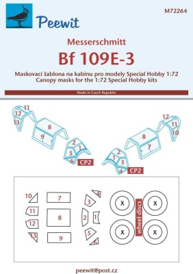 Peewit M72264 Canopy mask Bf 109E-3 (SP.HOB.) 1/72