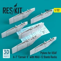 Reskit RS32-440 Pylons for USAF A-7 'Corsair II' w/ MAU-12 1/32