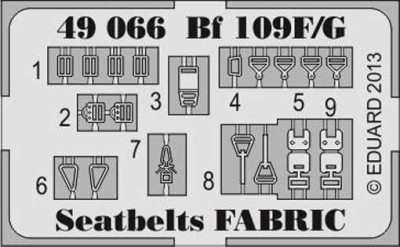 Eduard 49066 Bf 109F/G seatbelts FABRIC (распродажа)