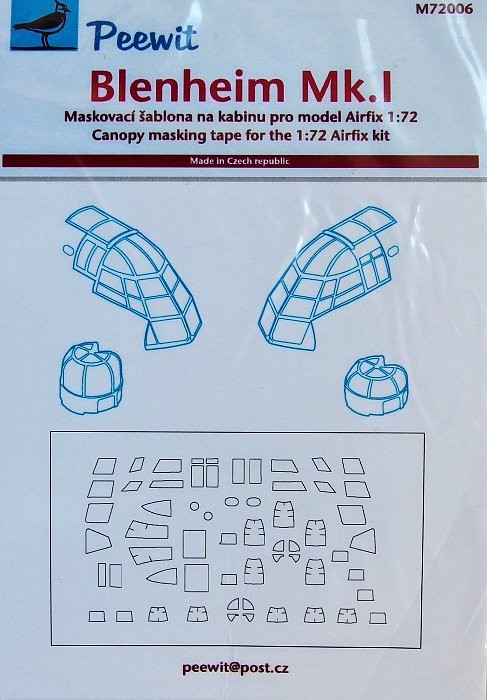 Peewit PW-M72006 1/72 Canopy mask Blenheim Mk.I (AIRFIX)