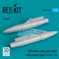Reskit RSU72263 370 Gal. wing fuel tanks w/ pylons (type 1) 1/72