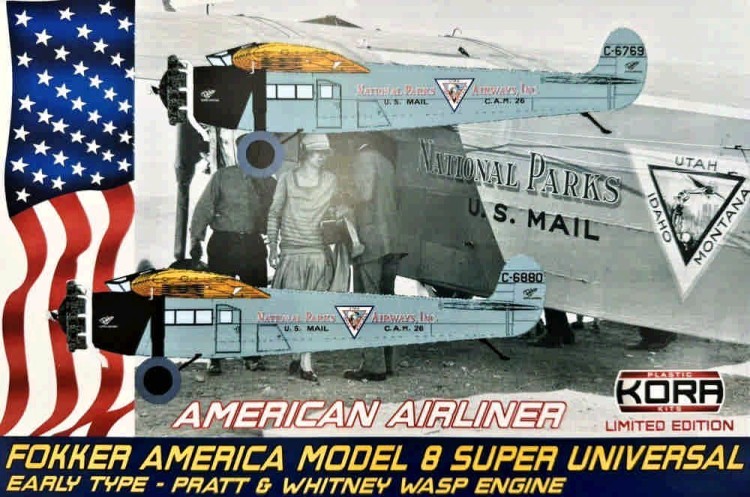 Kora Model PK72190 Fokker America Model 8 Super Universal Early 1/72