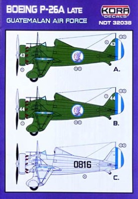 Kora Model NDT32038 Boeing P-26A Late Guatemalan A.F. декали 1/32