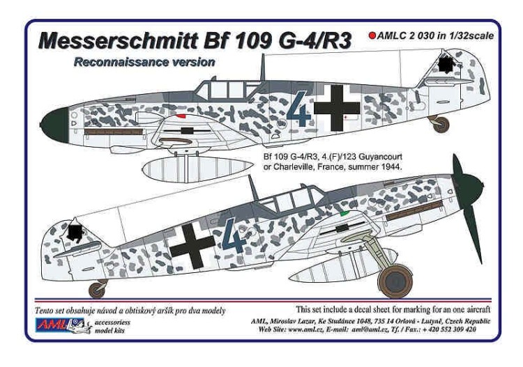 AML AMLC32030 Decals Messerschmitt Bf 109 G-4/R3 Aufklarer 1/32
