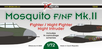 Dk Decals 72145 Mosquito F/NF Mk.II (14x camo) 1/72