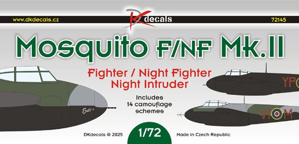 Dk Decals 72145 Mosquito F/NF Mk.II (14x camo) 1/72