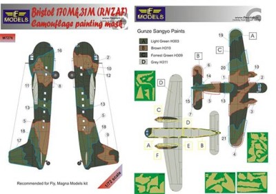 Lf Model M7276 Mask Bristol 170 Mk.31M (RNZAF) Camo.painting 1/72