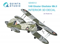 Quinta studio QD48312 Gloster Gladiator MKII (Roden) 3D Декаль интерьера кабины 1/48