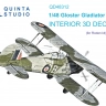 Quinta studio QD48312 Gloster Gladiator MKII (Roden) 3D Декаль интерьера кабины 1/48