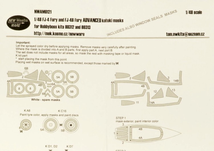 New Ware NWA-M0121 Mask FJ-4/FJ-4B Fury ADVANCED (HOBBY 80312/3) 1/48