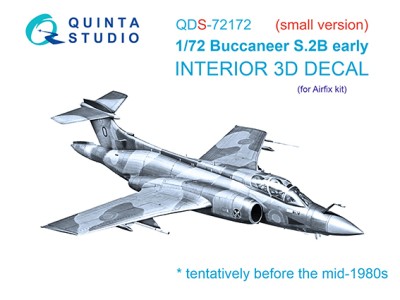 Quinta studio QDS-72172 Blackburn Buccanneer S.2B Early (Airfix) (малая версия) 3D Декаль интерьера кабины 1/72