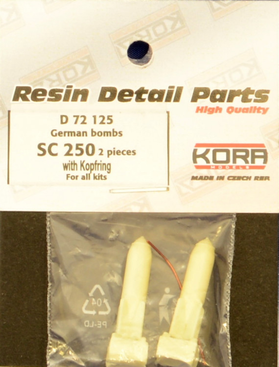 Kora Model D72125 German bombs SC 250 w/ Kopfring (2 pcs.) 1/72