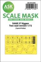 Art Scale 200-M72046 Saab Sk-37 Viggen two seater wheels and canopy frame paint masks (outside only) 1/72