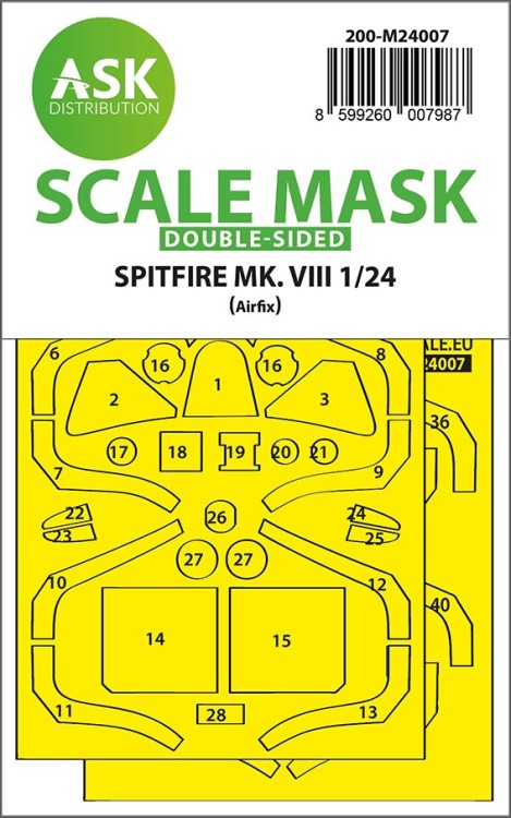 Art Scale 200-M24007 Supermarine Spitfire Mk.VIII double-sided express mask 1/24