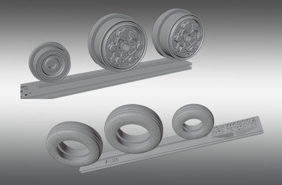 Print Scale PSW72019 Lockheed-Martin F-35A/F-35B Lightning II Resin Rims And Elastic Rubber Wheels 1/72