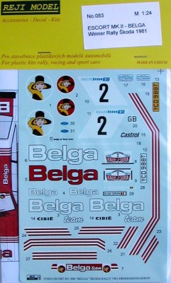 Reji Model 083 Ford Escort RS 1800 'Belga' Skoda rally 1981 1/24