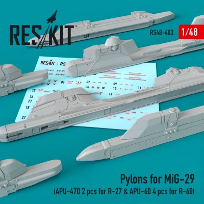 Reskit RS48-403 Pylons for MiG-29 (APU-470 &amp; APU-60) 1/48