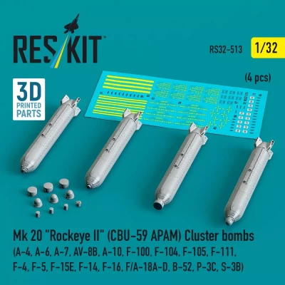 Reskit 32513 Mk 20 'Rockeye II' (CBU-59 APAM) Cluster bomb 1/32
