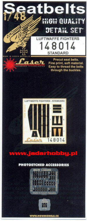 HGW 148014 Luftwaffe Fighters - Seatbelts Standard 1/48